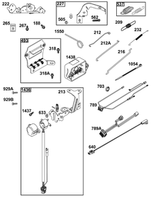 Controls Group Diagram and Parts List for 40T877-0008-B5  Briggs and Stratton Engine